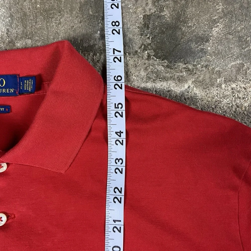 Polo Ralph Lauren Polo Shirt Size Large Red Classic Fit Short Sleeve Blue Pony‎